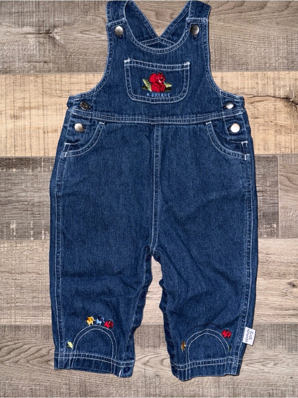 First moments 6-9 month elephant overalls Embroidered